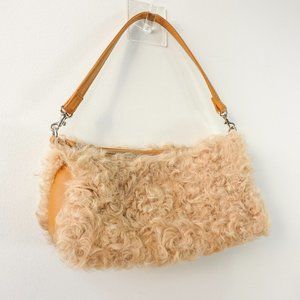 Fur Clutch Women‎ Leather Beige Purse Japanese Fuzzy Medium Tan KAROSSE JAPAN